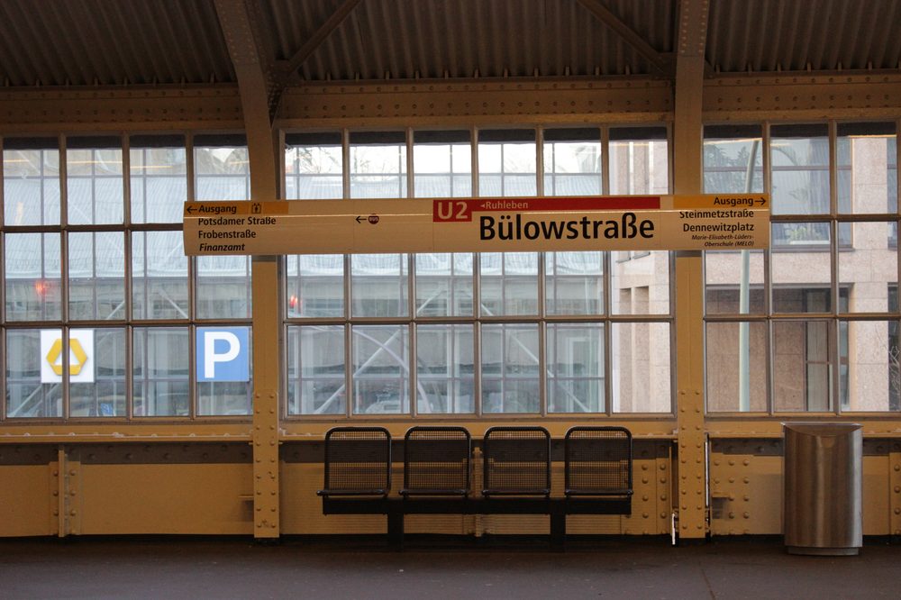 Bulowstrasse U-Bahn station name sign in Berlin, Germany