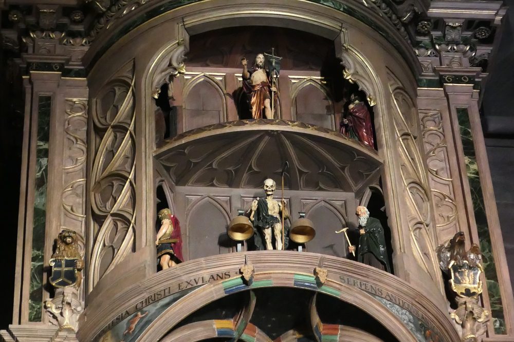 Astronomical clock inside Strasbourg Cathedral, France, used for tracking days, months and planetary positions