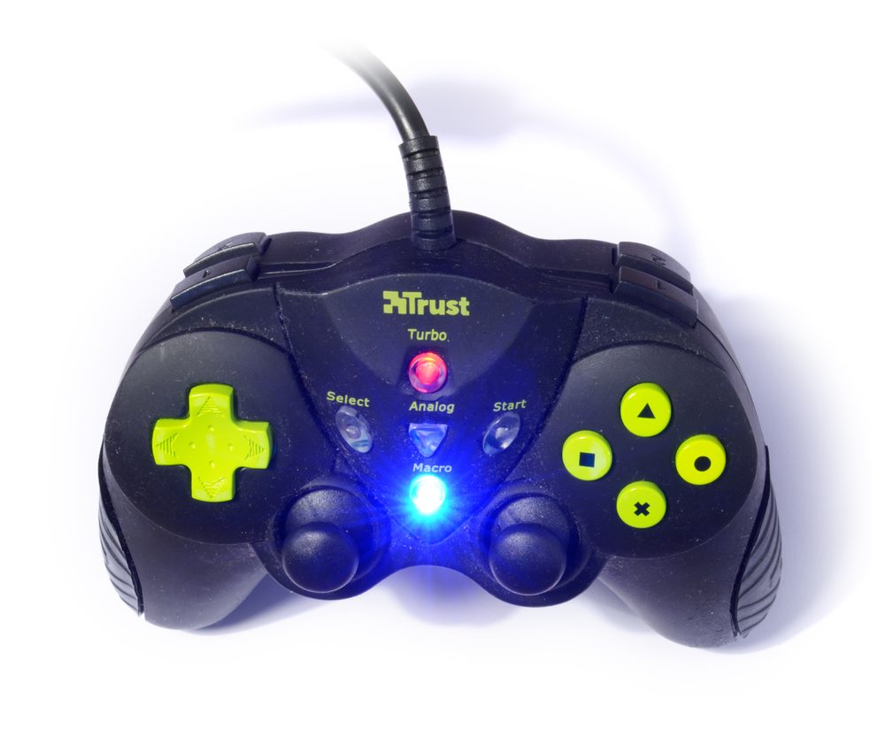 Gaming controller on a desk, representing gifts for gamers who are learning a language